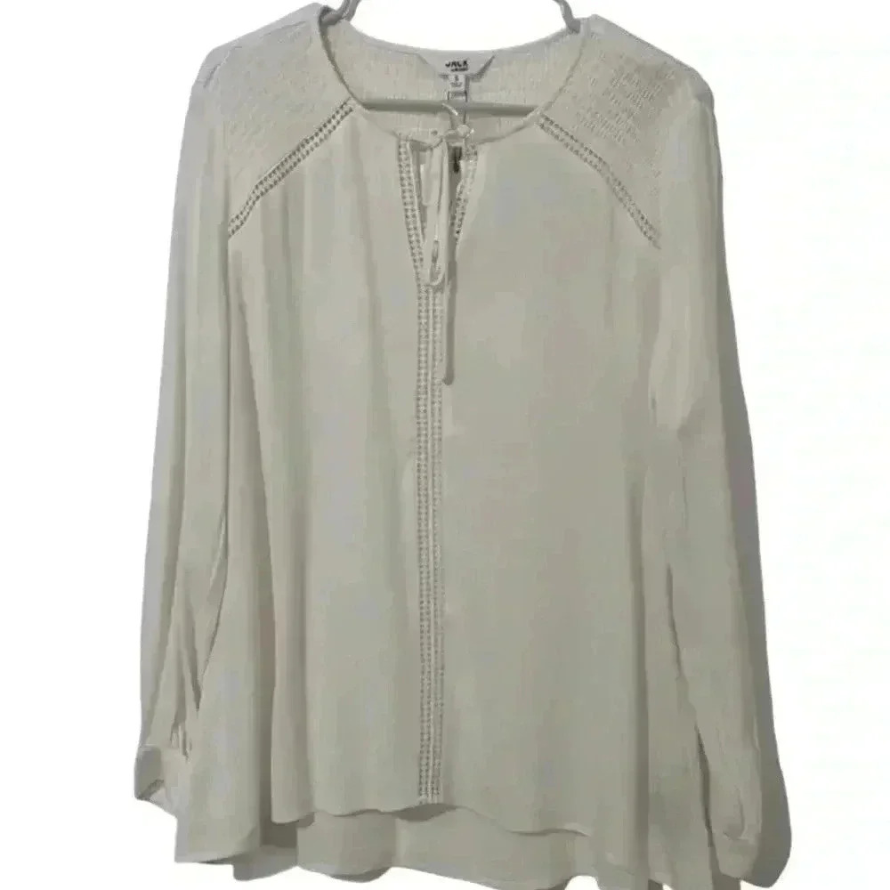 Jack By Bb Dakota Size S Ivory Cream Long Sleeve Tunic Blouse Capsule Minimalist